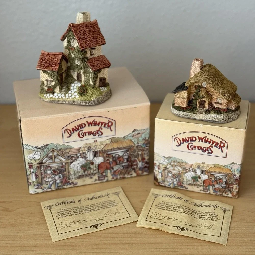 Vintage 80s Signed David Winter Ivy Drover's Cottage English Houses Figurine Lot